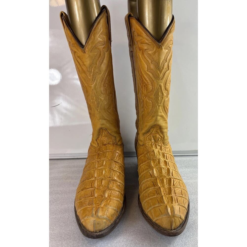 Rudel Rogers Cowboy Boots Handmade Crocodile Embossed Mens US 10.5 E